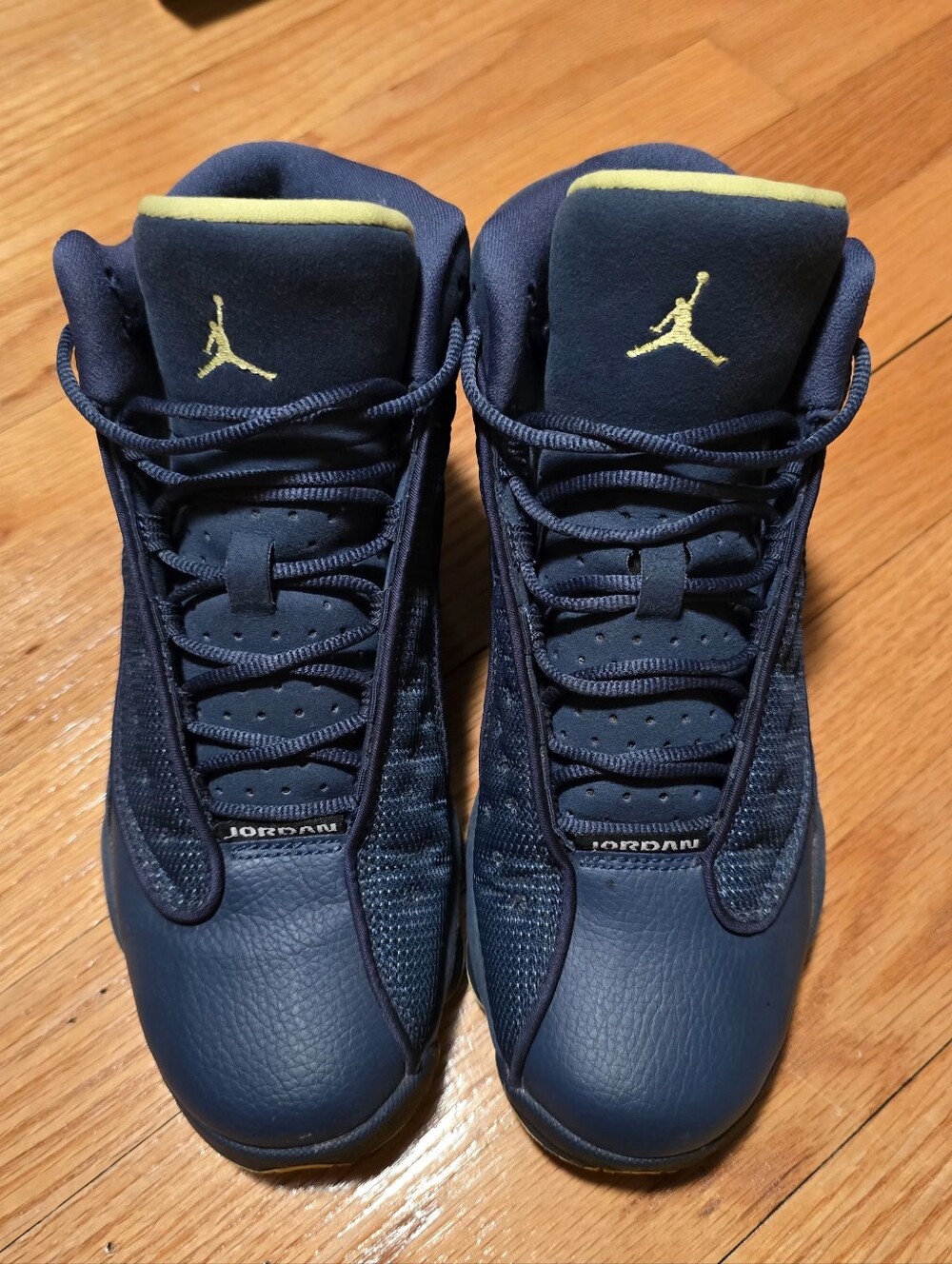 Youth Air Jordan Retro Basketball Sneakers - Navy with Yellow Accents
